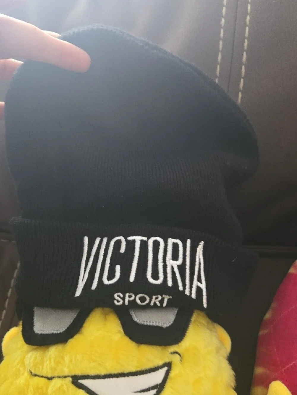 PINK Victoria's Secret Yellow & Black Neck Pillow with Plush Pals